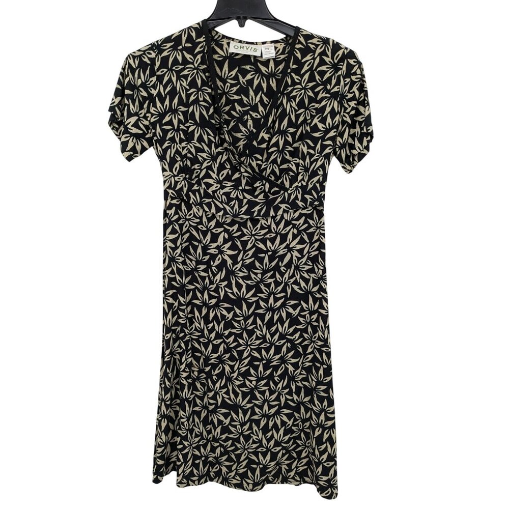 Orvis Wrap Dress Floral Babydoll Tie Waist Cottage Resort Vacation Boho Petite S